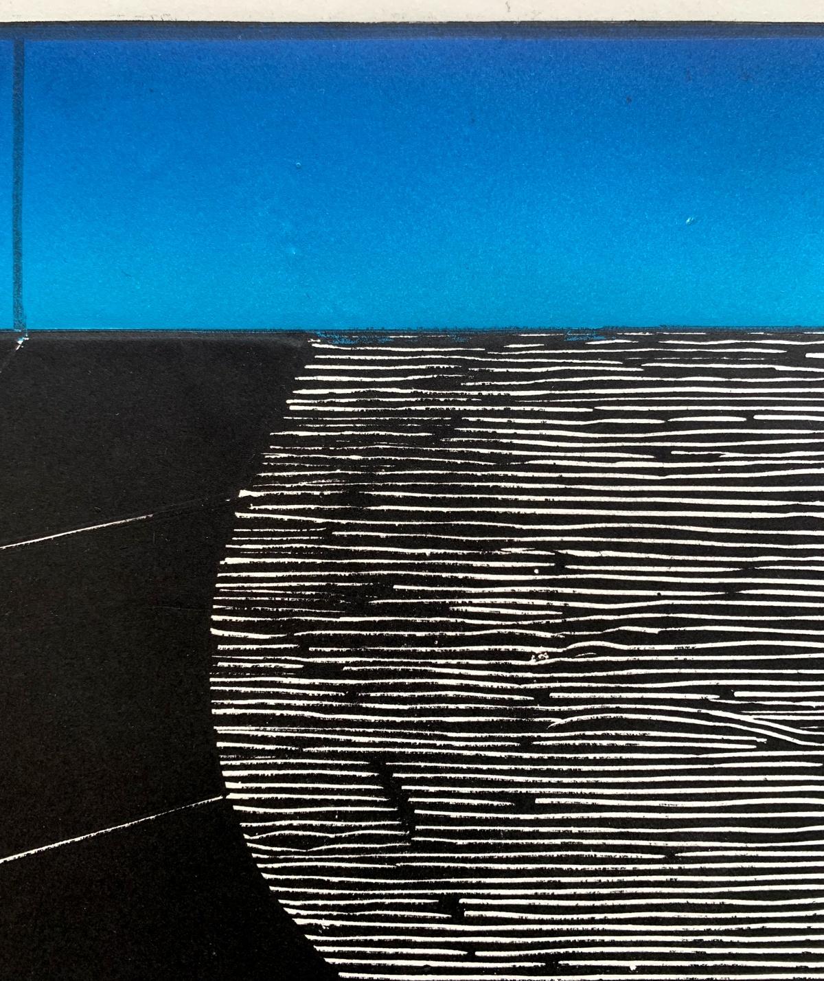 Una strada. Woodcut, Op art, Colori vivaci, Stampa astratta, Arte polacca - Print Astratto di Ryszard Gieryszewski