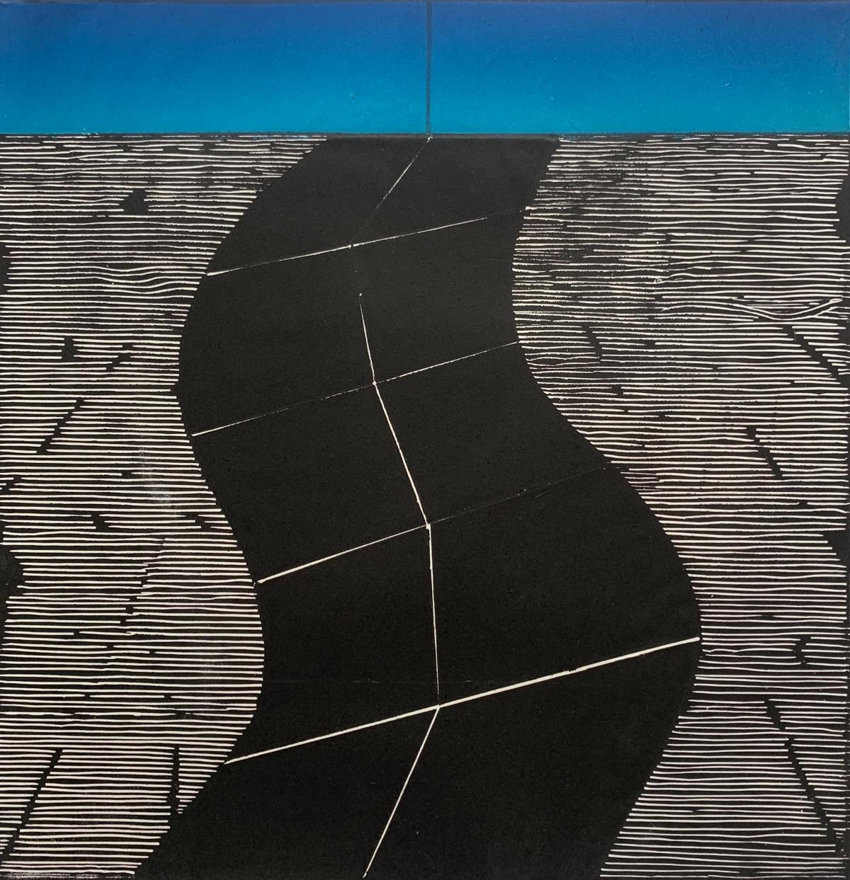 Print di Ryszard Gieryszewski - Una strada. Woodcut, Op art, Colori vivaci, Stampa astratta, Arte polacca