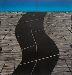 Una strada. Woodcut, Op art, Colori vivaci, Stampa astratta, Arte polacca