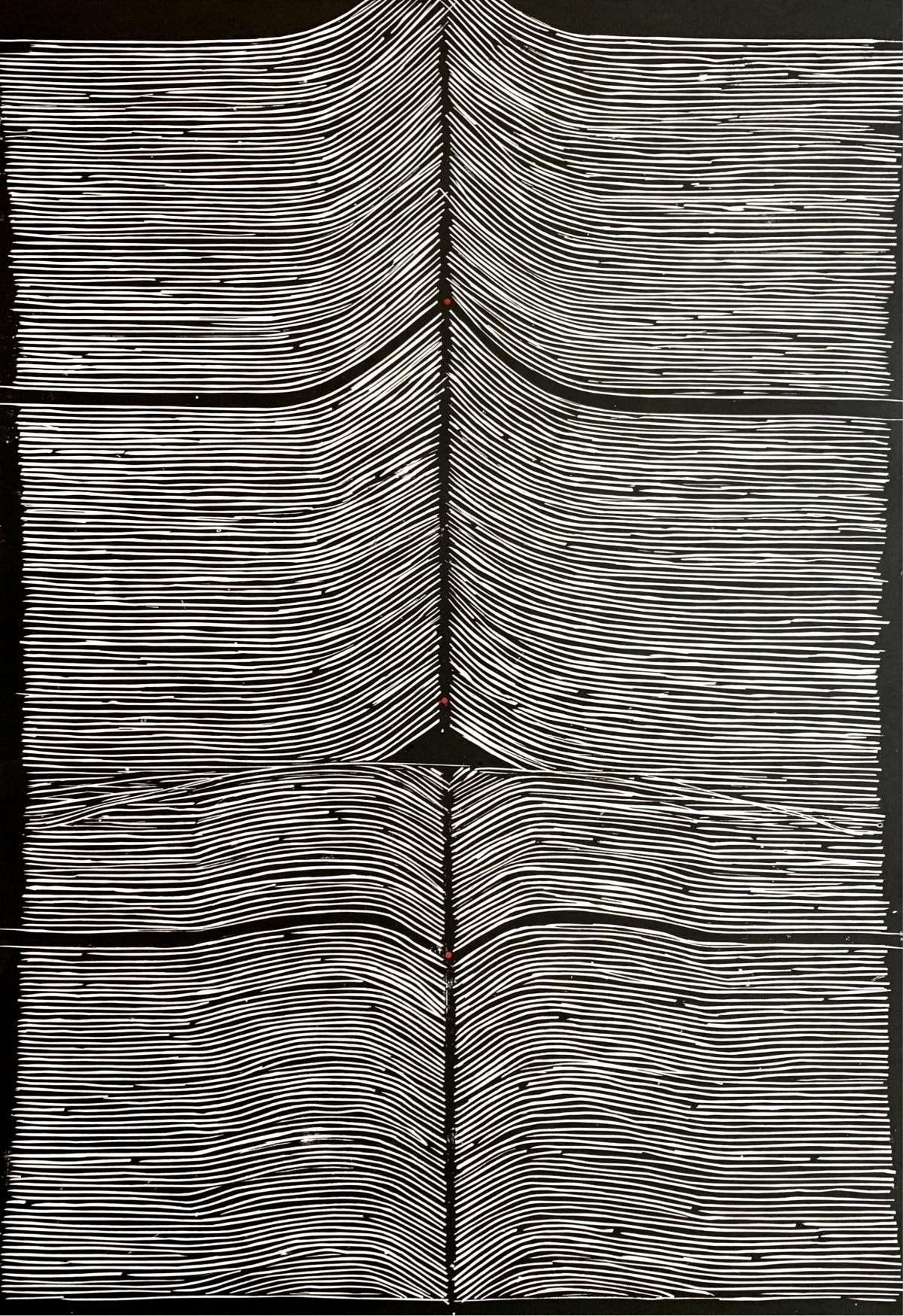 Illusione. Woodcut, Op art, Stampa astratta, Bianco e nero, Arte polacca