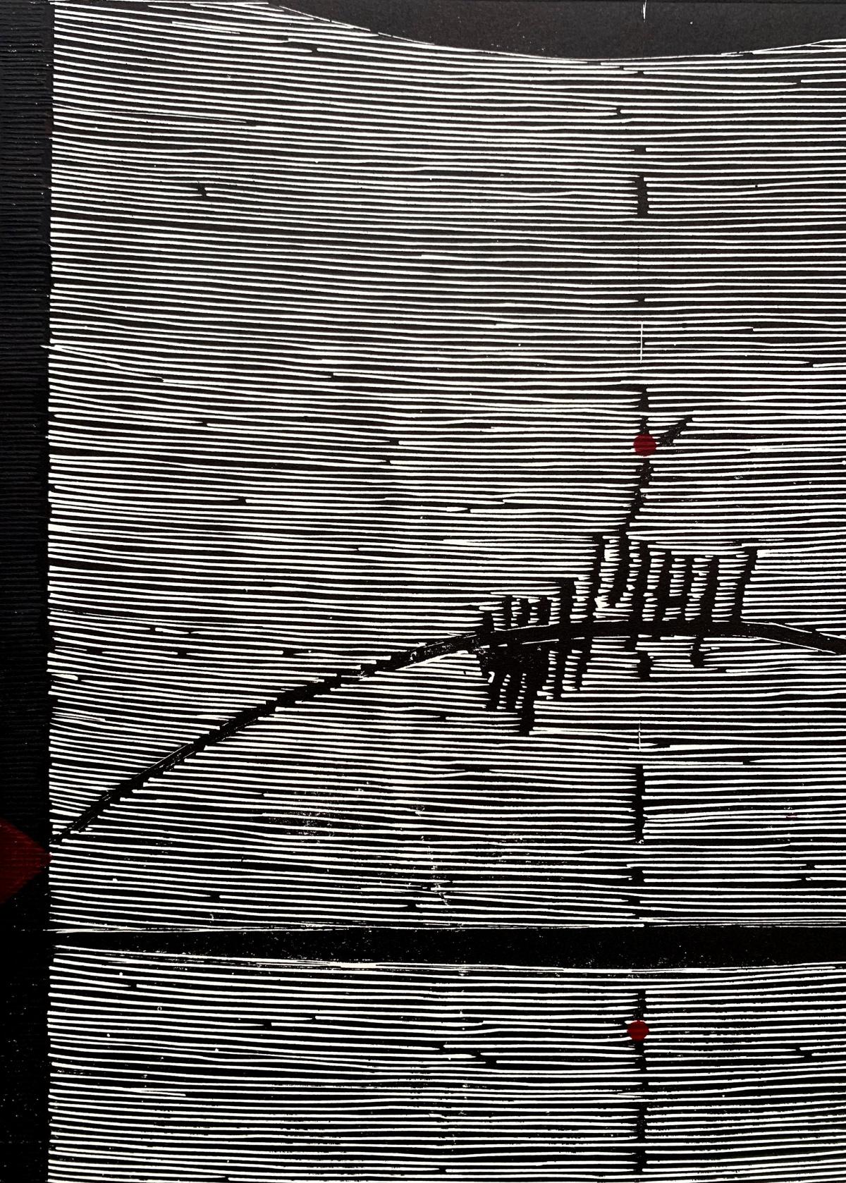 Lines- a record. Woodcut, Linocut, Op art, Abstract Print, Polish art For Sale 3