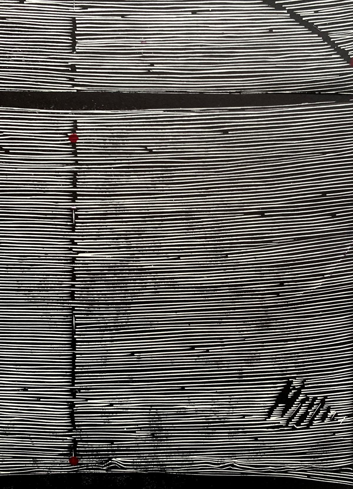 Lines- a record. Woodcut, Linocut, Op art, Abstract Print, Polish art For Sale 4