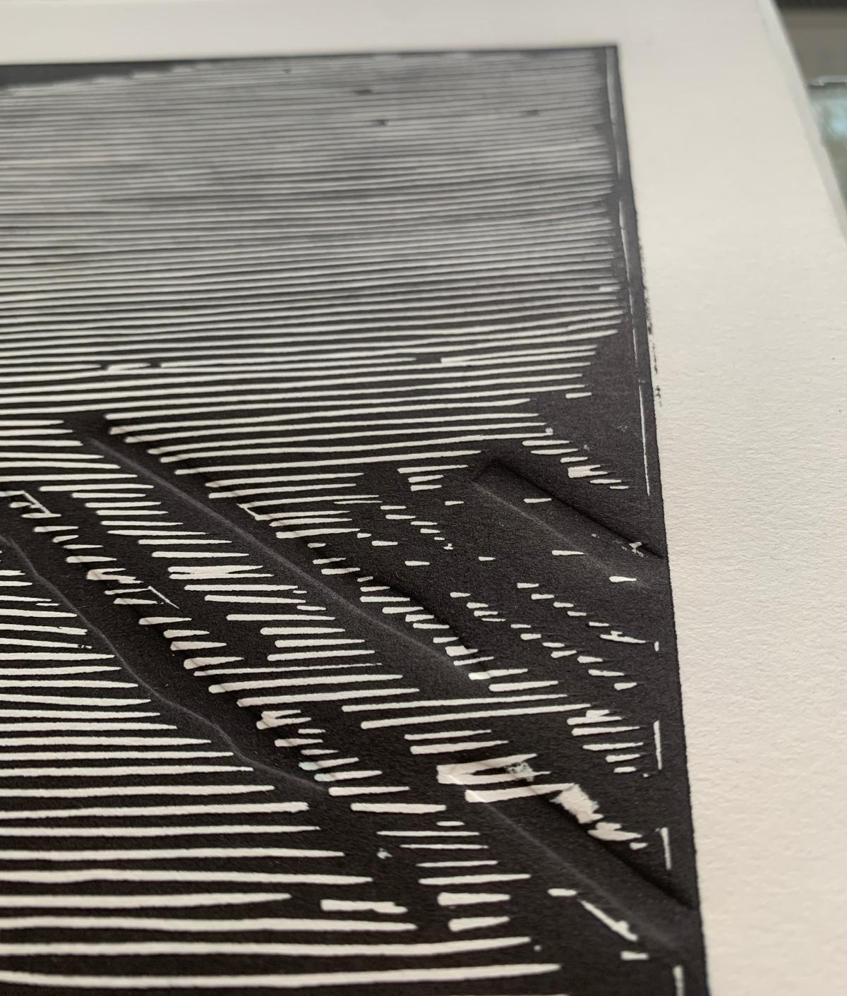 Lines- a record. Woodcut, Linocut, Op art, Abstract Print, Polish art For Sale 6