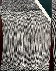 Lines and green triangle. Woodcut, Linocut, Op art, Abstract Print, Polish art