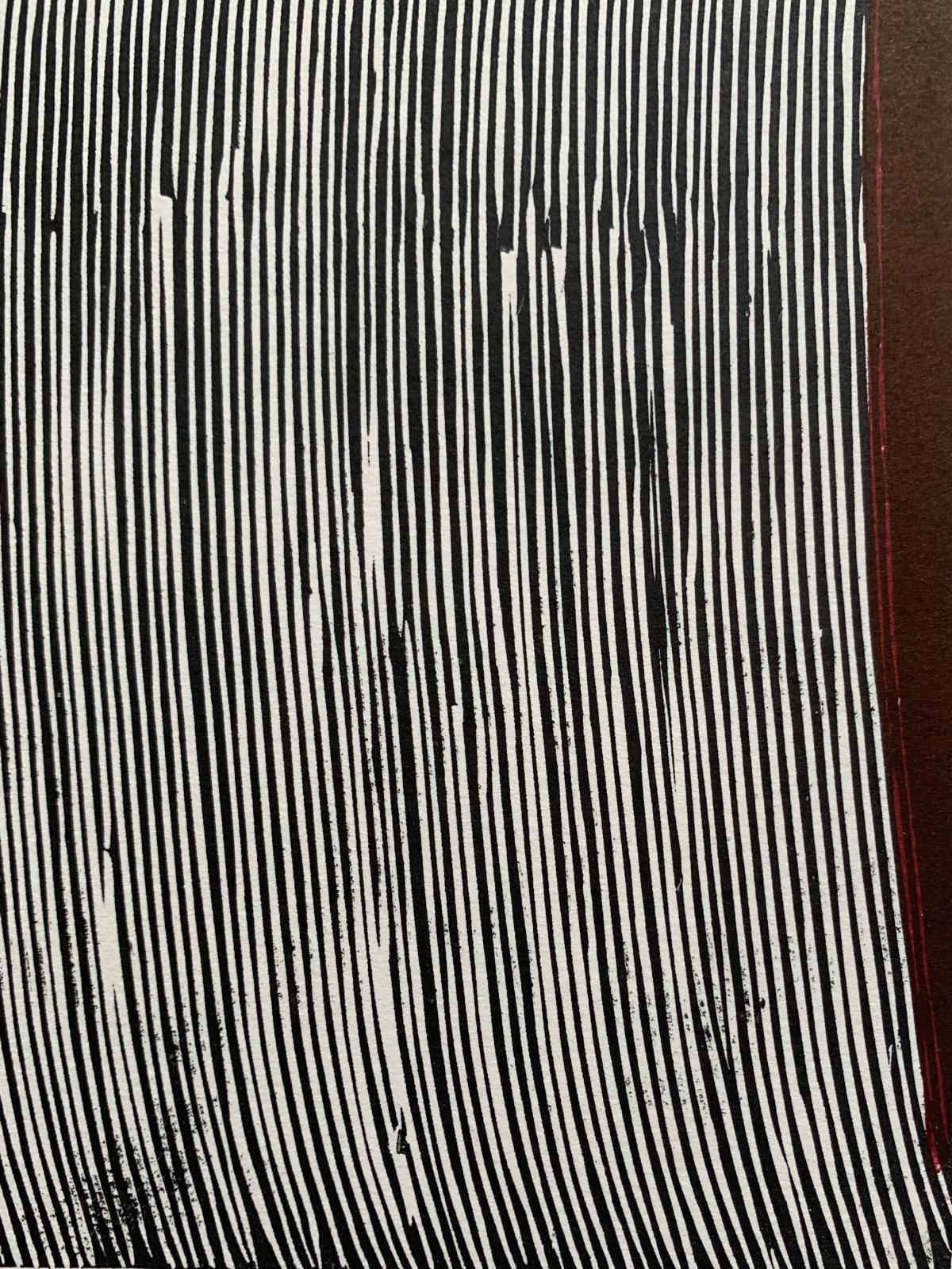 Lines and green triangle. Woodcut, Linocut, Op art, Abstract Print, Polish art For Sale 4