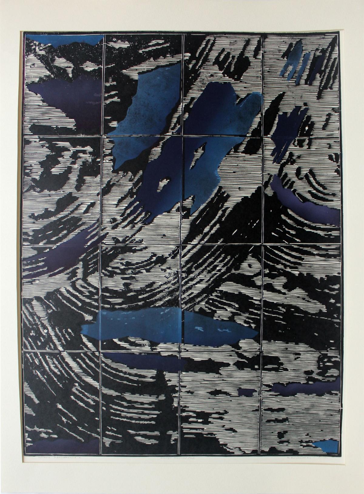 Formes non accidentelles - XXe siècle, gravure sur bois et linogravure abstraite colorée - Print de Ryszard Gieryszewski