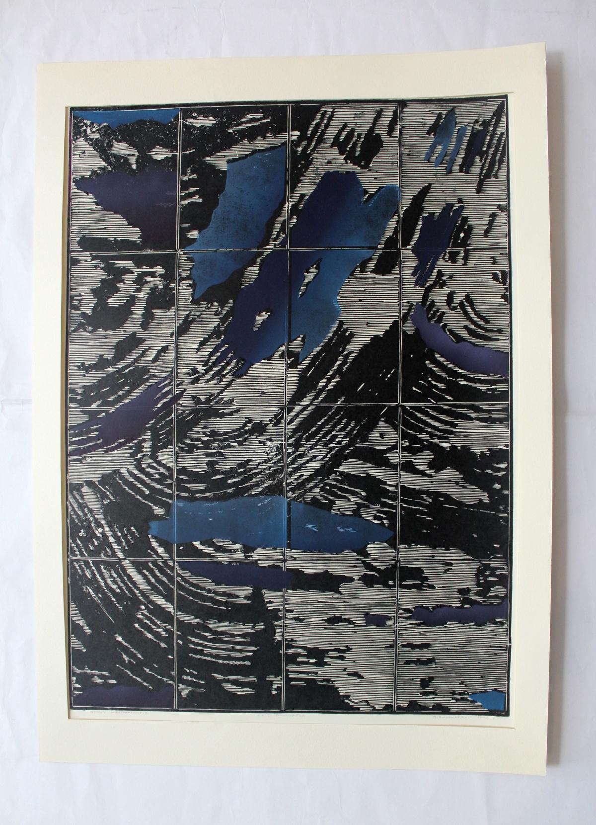 Formes non accidentelles - XXe siècle, gravure sur bois et linogravure abstraite colorée - Abstrait Print par Ryszard Gieryszewski