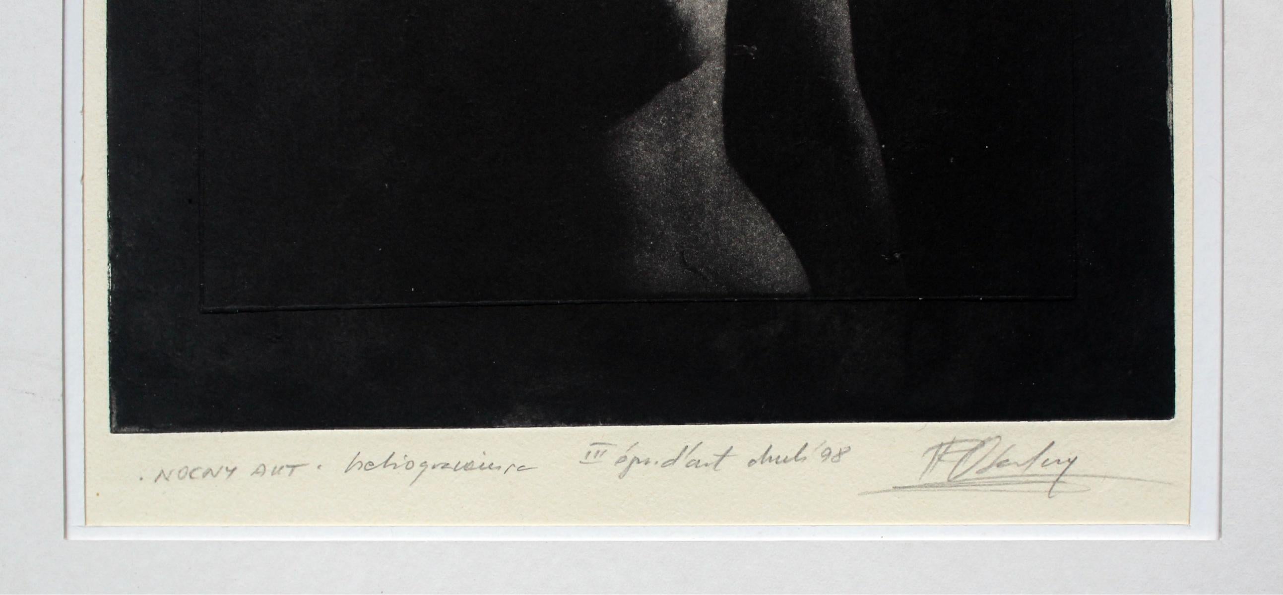 Desnudo nocturno - Siglo XX, Grabado figurativo en blanco y negro en venta 1