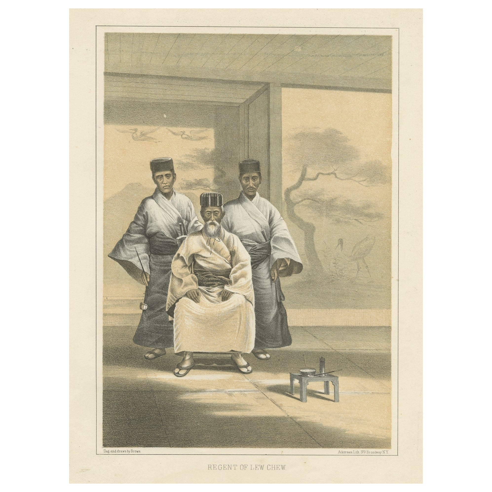 Ryukyu Inseln Regent Druck - Antike Japan Taiwan Lithographie, 1856 im Angebot