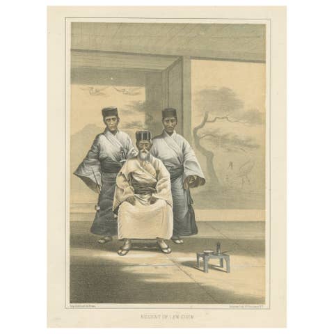 Ryukyu Islands Regent Print – Antique Japan Taiwan Lithograph, 1856