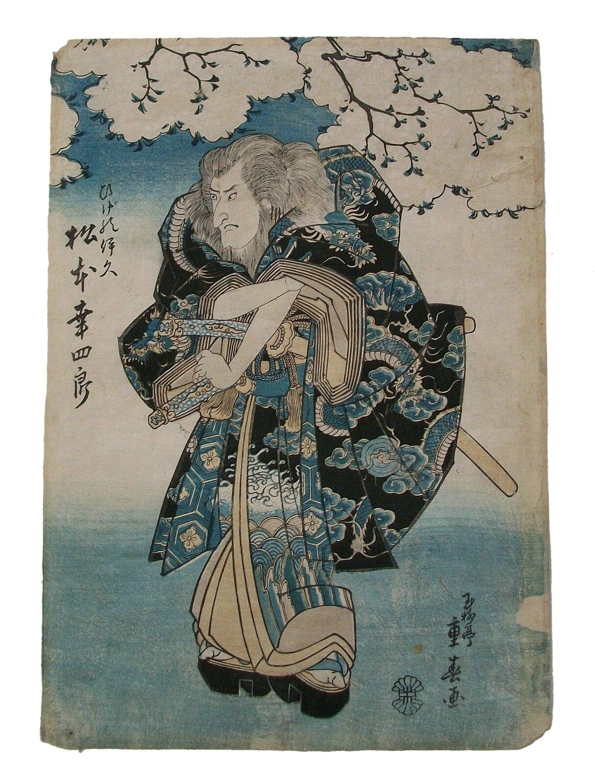 Japanese Ryusai Shigeharu, 'Matsumoto Kinsho II', Woodblock Print, Japan, Circa 1840 For Sale