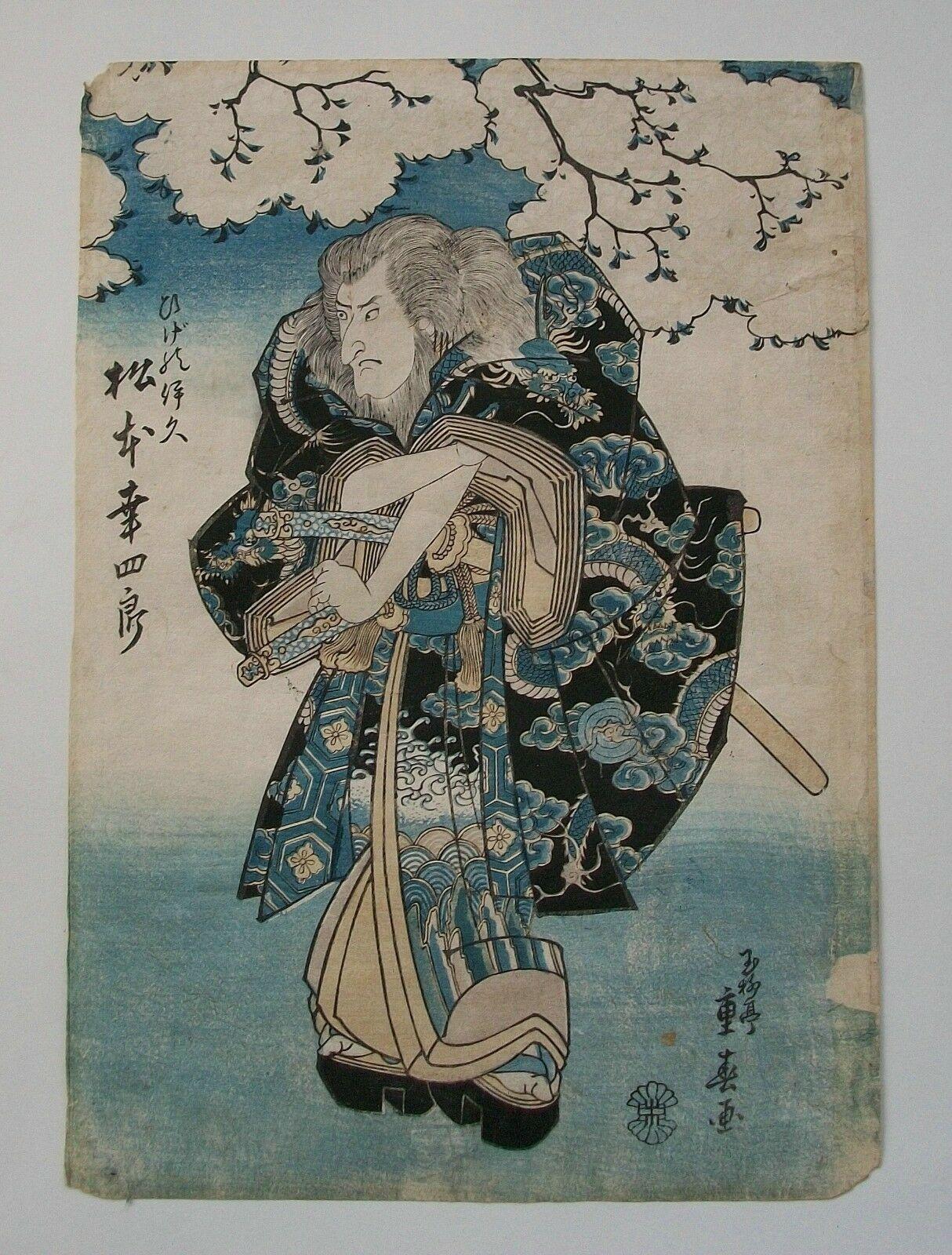 Ryusai Shigeharu, „Matsumoto Kinsho II“, Holzschnitt, Japan, um 1840 im Zustand „Gut“ im Angebot in Chatham, ON