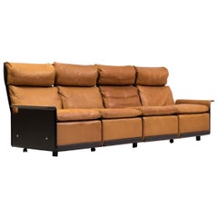 RZ 620 Hochlehner-Ledersofa mit vier Sitzplätzen von Dieter Rams für Vitsoe