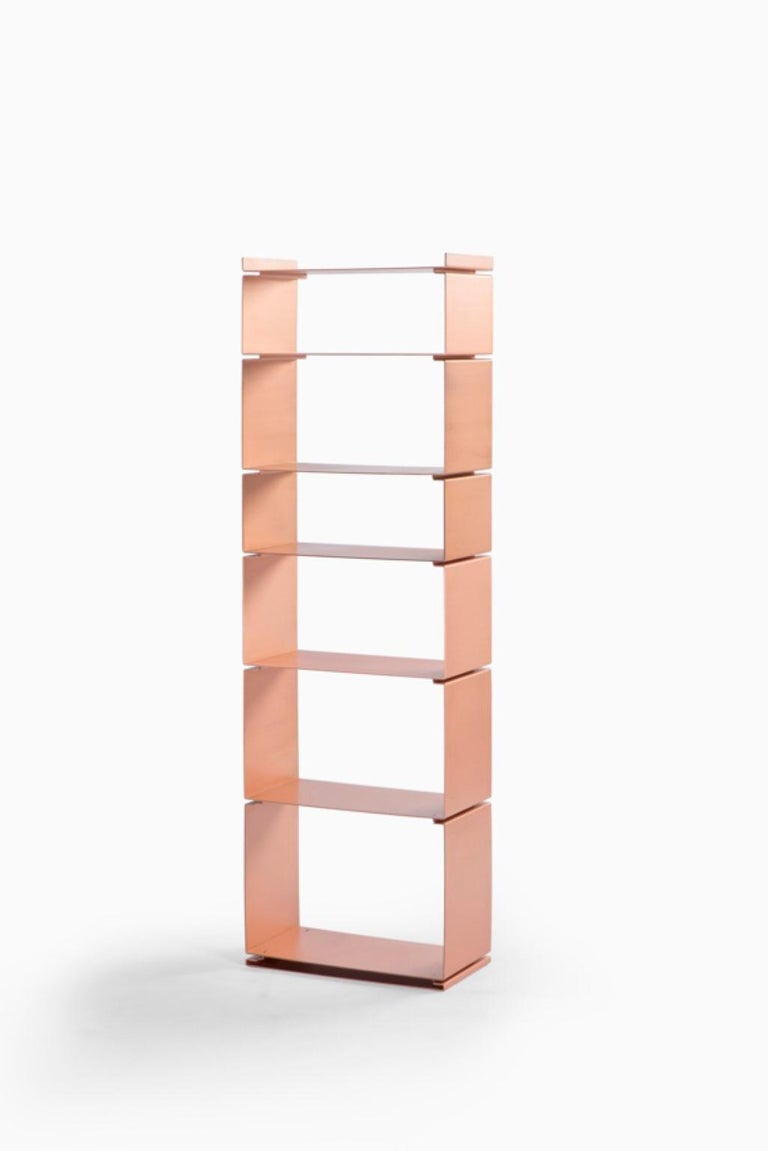 RZ Bookshelf by SEM
Dimensions: W 50 x D 26 x H 161,5 cm
Material: Rose gold edition: Polished or fine brushed Rose Gold plated
Available in different colors, Varnished steel in all RAL color Gold edition, Polished or fine brushed 24kt yellow