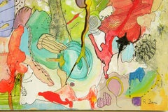 Mixed Media Fantasy Abstract Painting #1, Colorful, Signed, 2010+