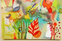 Vintage Italian Futurist Oil Painting "Fantasy Garden"