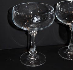 Set 12 Deco Signed "AS" Phase I Collection Blown Lead Crystal Champagne Coupes