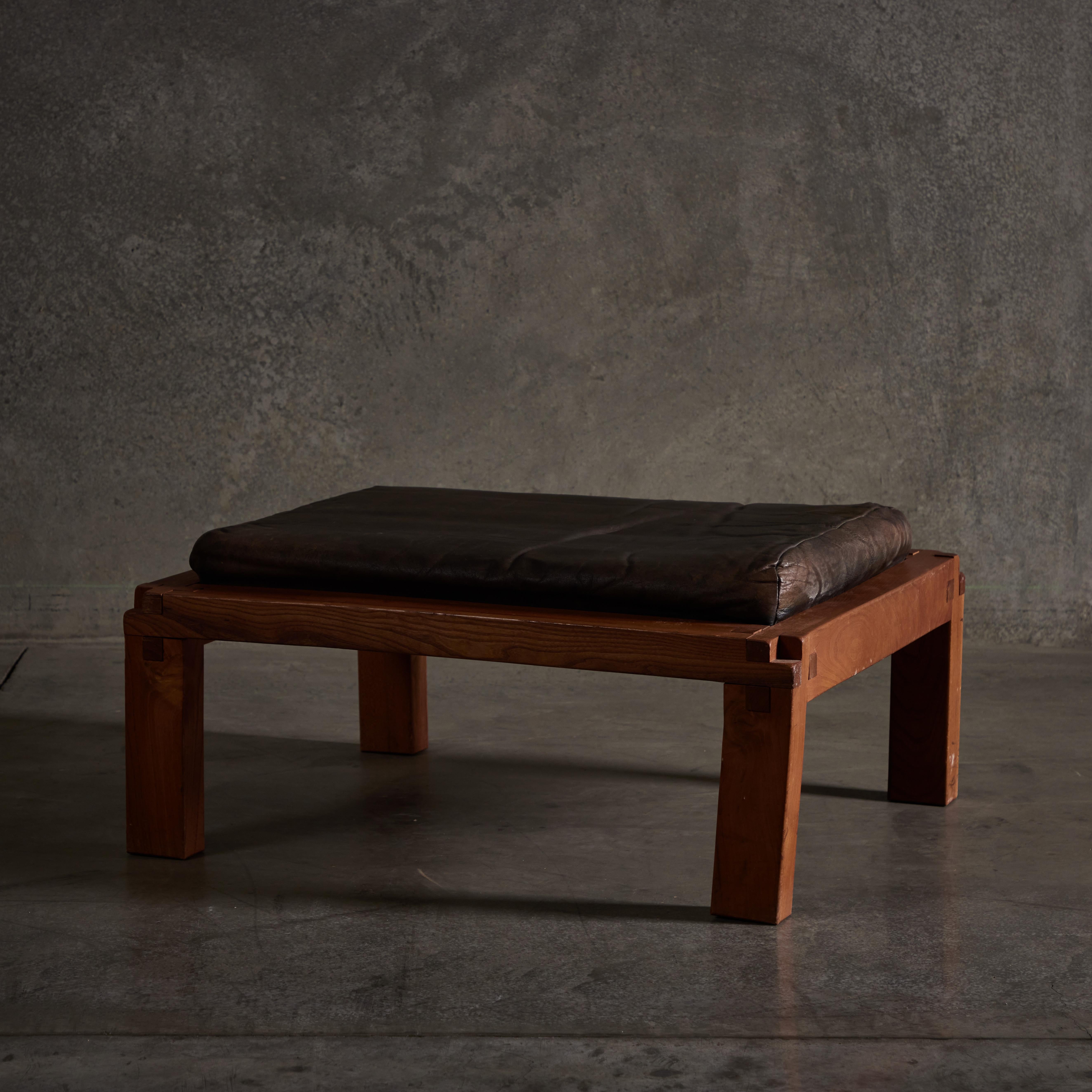 Mid-20th Century S 20 Leather Ottoman by Pierre Chapo For Sale