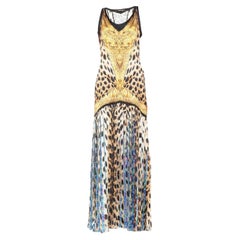 S/2012 L#28 ROBERTO CAVALLI BAROQUE ANIMAL PRINT 100% SILK LONG Dress IT 42