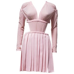 S/2012 look n° 22 - VERSUS VERSACE - Robe rose chair plissée 38 - 2