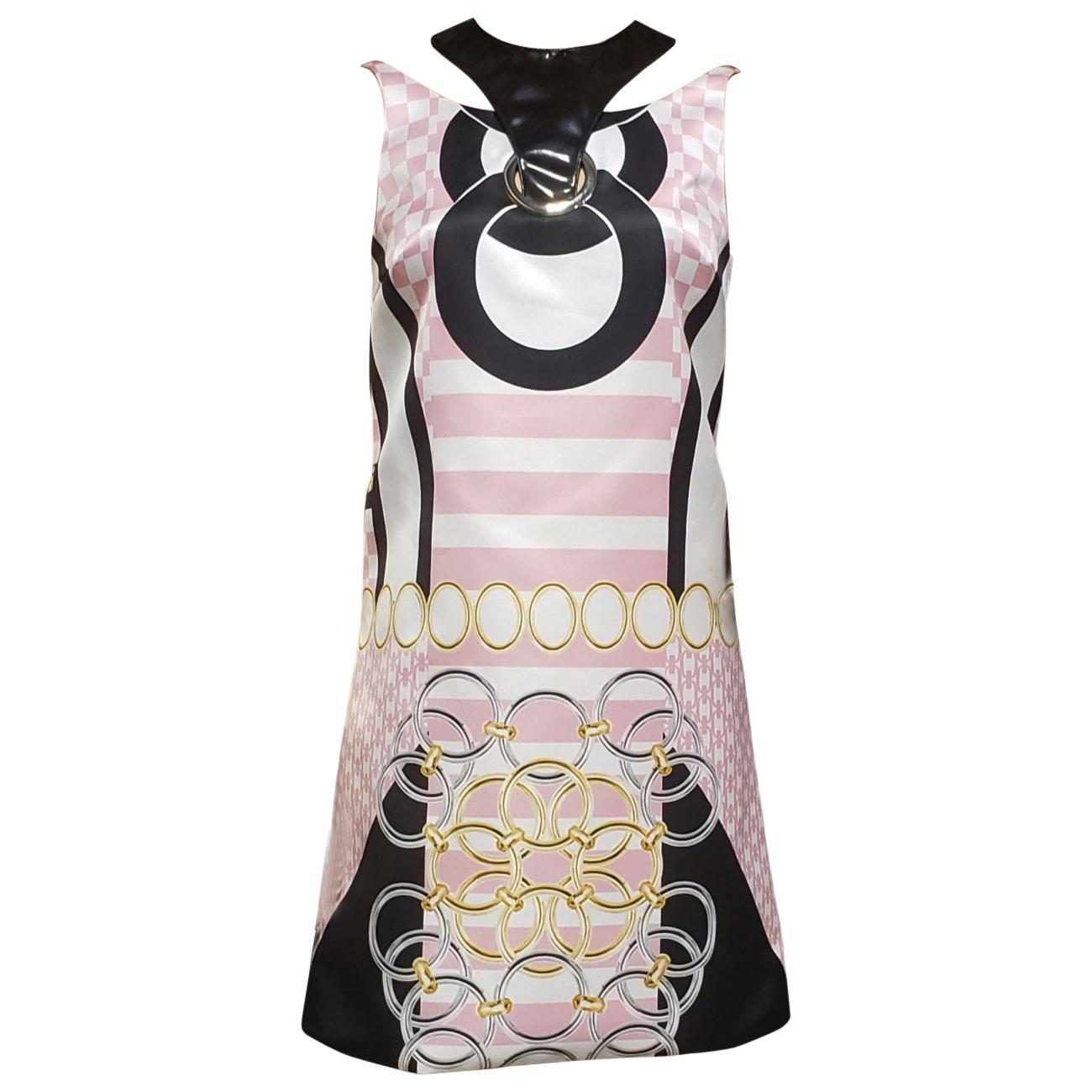 S/2015 look #13 NEW VERSACE PINK MINI DRESS W/ PATENT LEATHER DETAIL 38 - 4