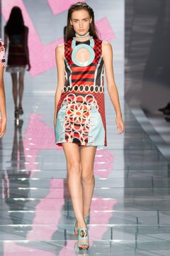 S/2015 look # 30  NEW VERSACE "STAINED GLASS WINDOW" MINI DRESS 38 - 4