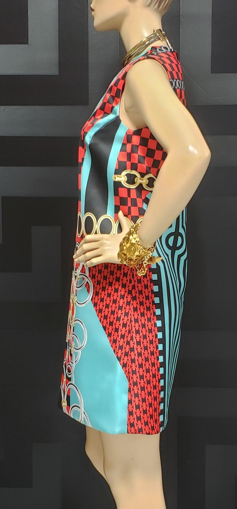 S/2015 look # 30 NEW VERSACE STAINED GLASS WINDOW MINI DRESS 38
