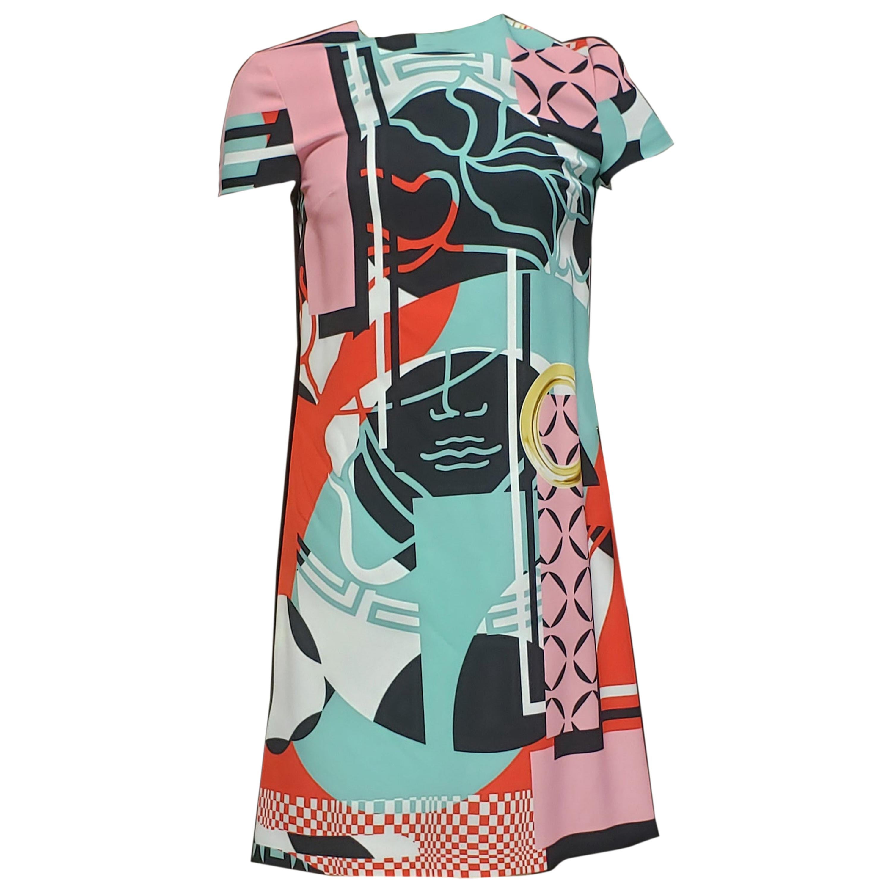 S/2015 NEW VERSACE ABSTRACT PRINT "STAINED GLASS WINDOW" Dress 38 - 4 For  Sale at 1stDibs