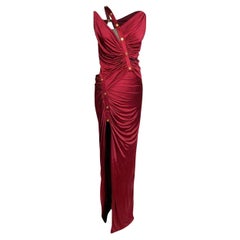 S/2019 VERSACE BURGUNDY DRAPED ASYMMETRIC Dress 42 - 6