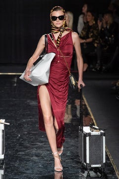 S/2019 VERSACE BURGUNDY DRAPED ASYMMETRIC Dress IT 36