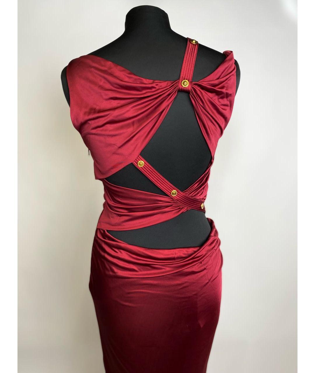 S/2019 VERSACE BURGUNDY DRAPED ASYMMETRIC Dress IT 36 In New Condition In Montgomery, TX