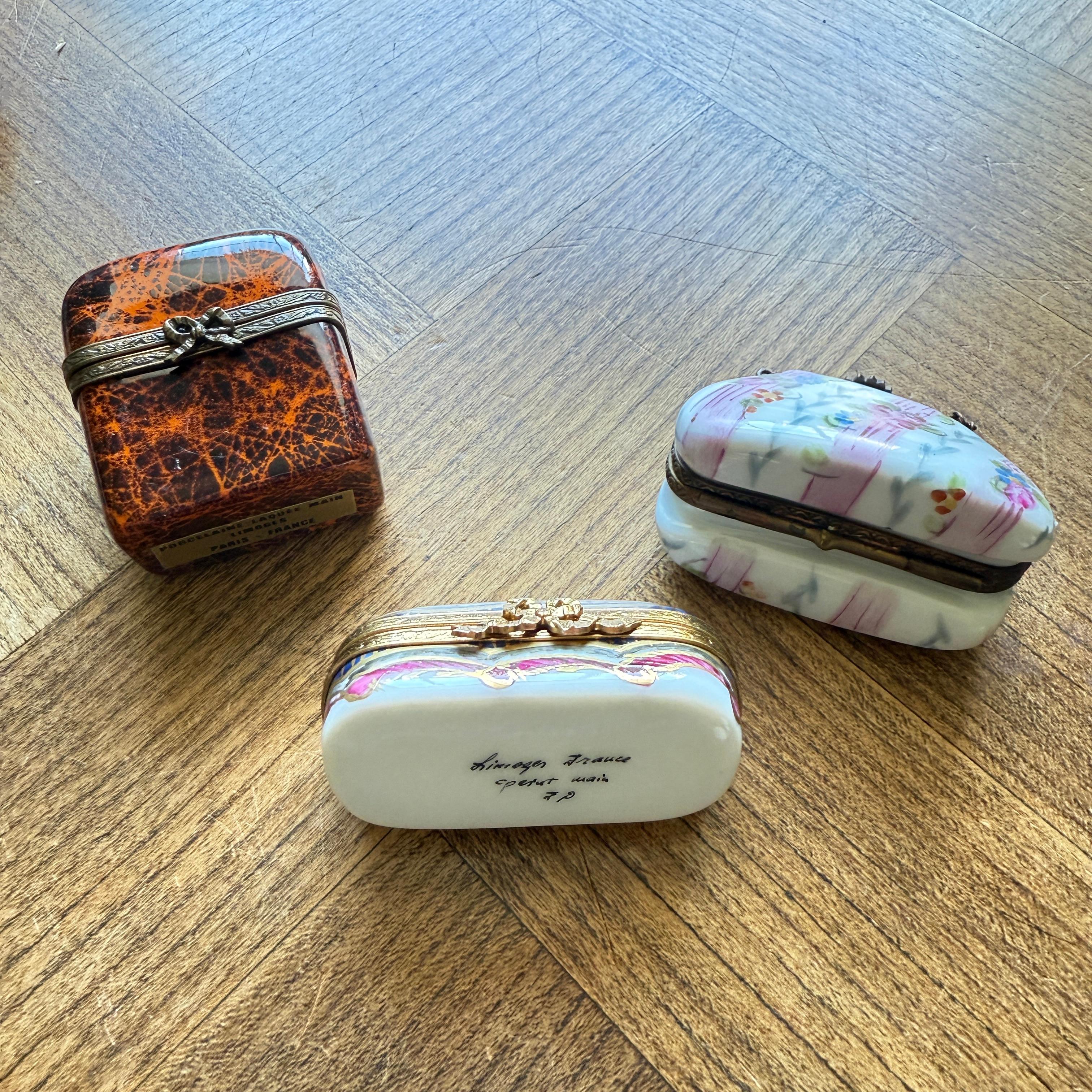 Hand-Painted S/3 Limoges Boxes - (private listing for Teresa)