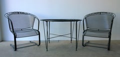 S/3 Russell Woodard Newly Enameled in Dark Green Table & 2 Rocker Armchairs