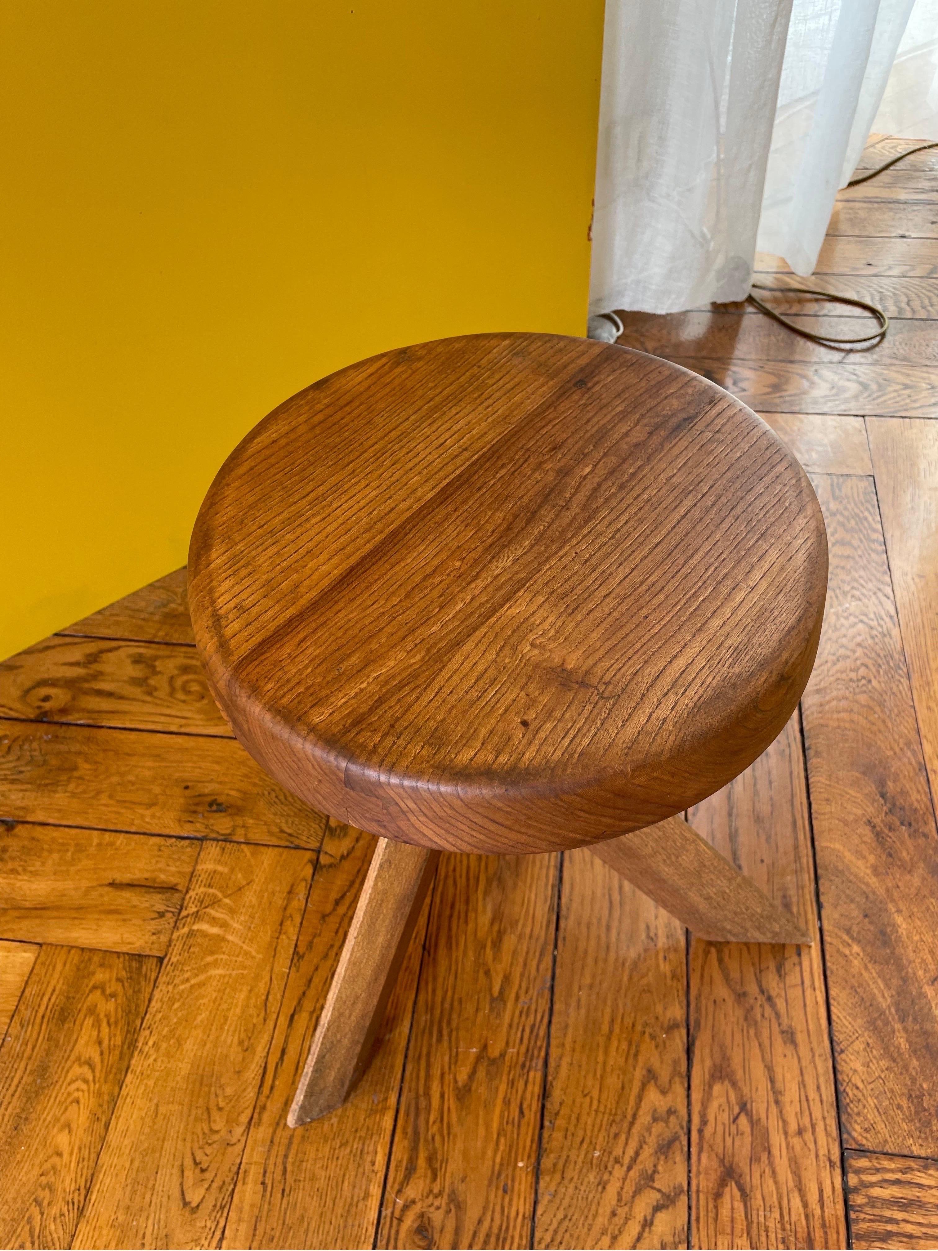 Mid-Century Modern S 31 a Stool by Pierre Chapo from 1978 in French Elm