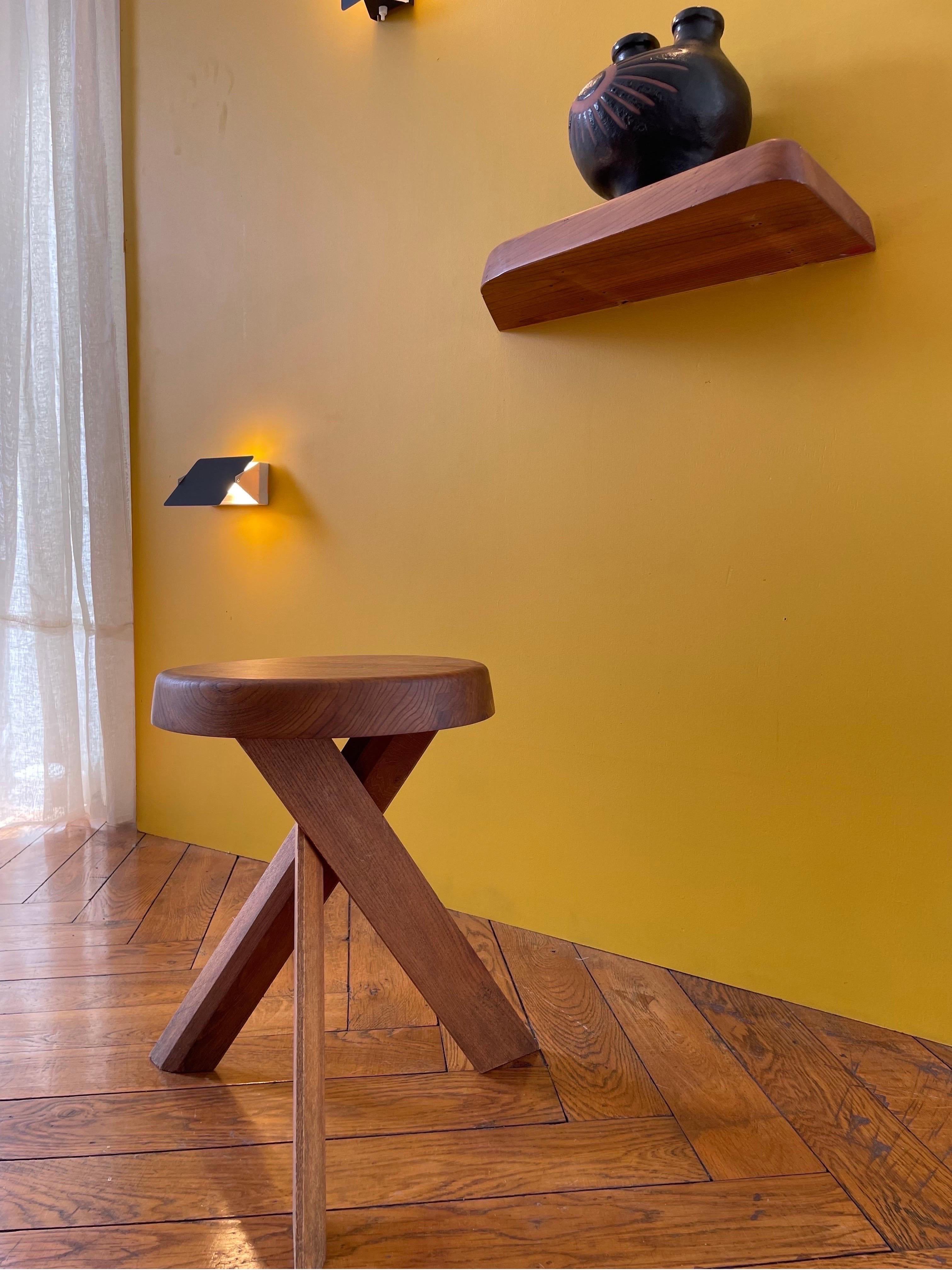 Late 20th Century S 31 a Stool by Pierre Chapo from 1978 in French Elm