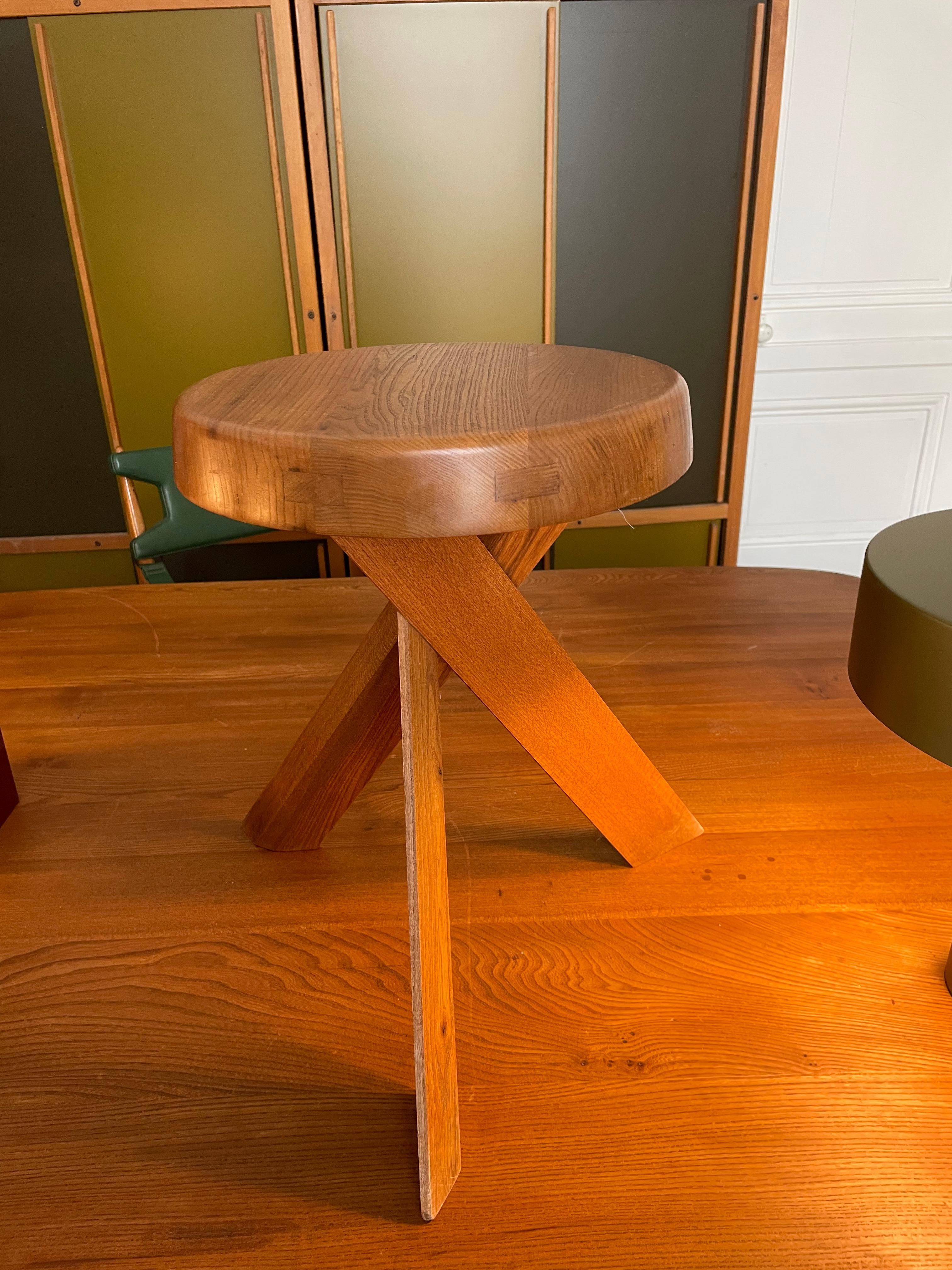 Late 20th Century S 31 A Stool by Pierre Chapo from 1978 in French Elm For Sale