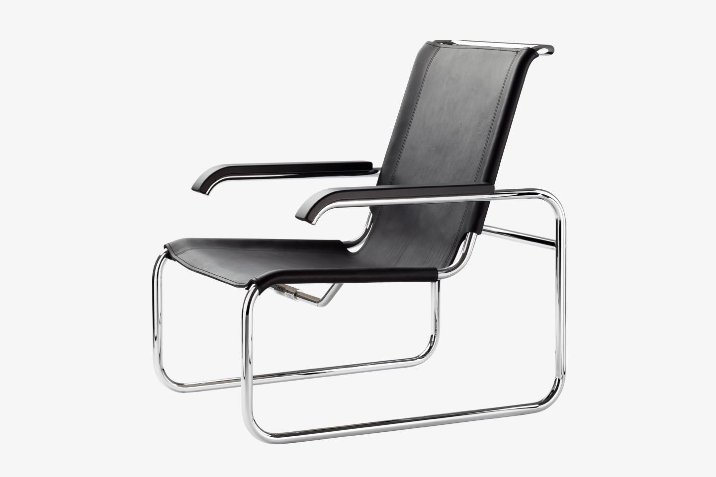 Contemporary S 35 Cantilever Cow Hide Lounge Armchair Designed by Marcel Breuer For Sale