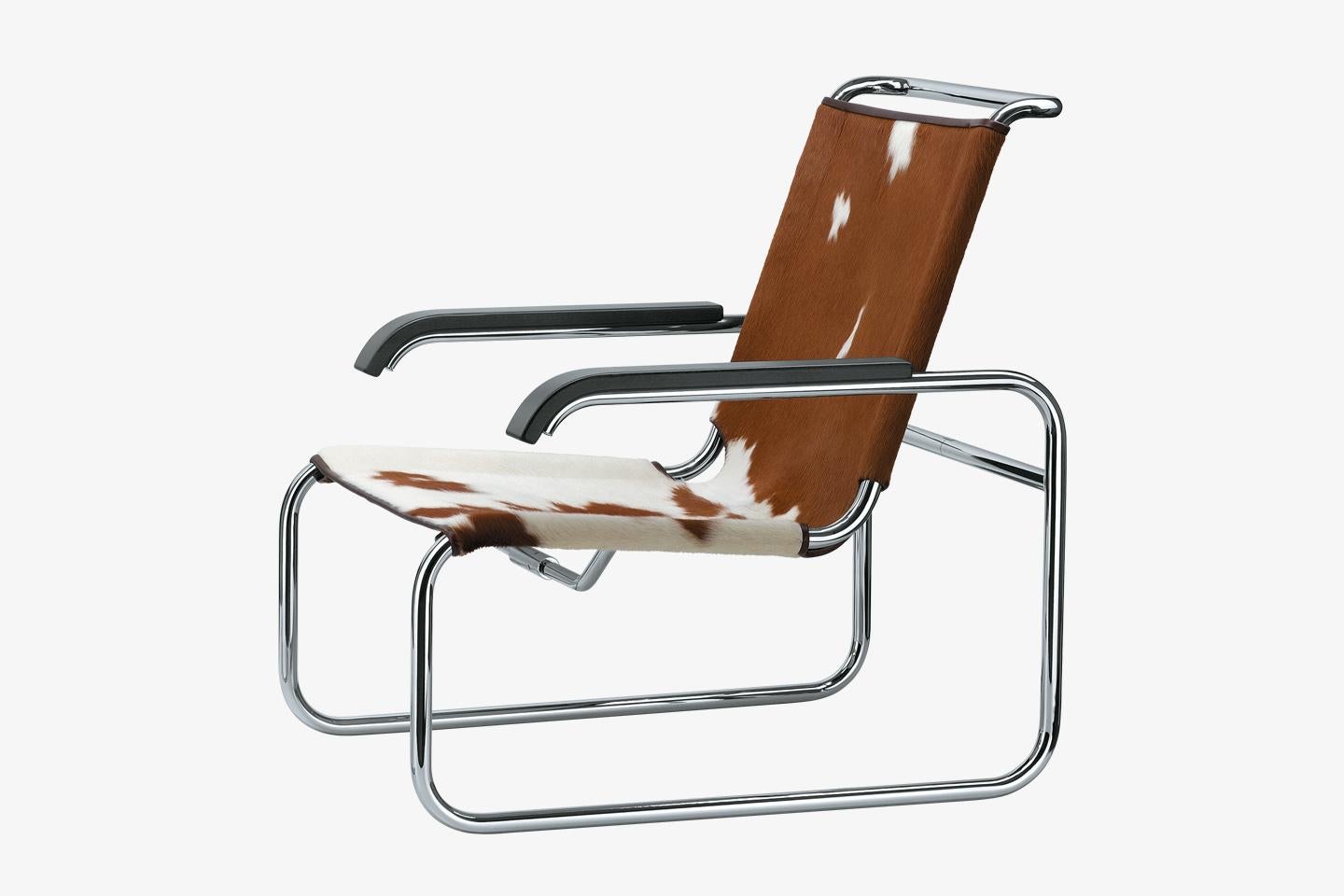 S 35 Cantilever Leather Lounge Armchair and Ottoman Designed by Marcel Breuer For Sale 10