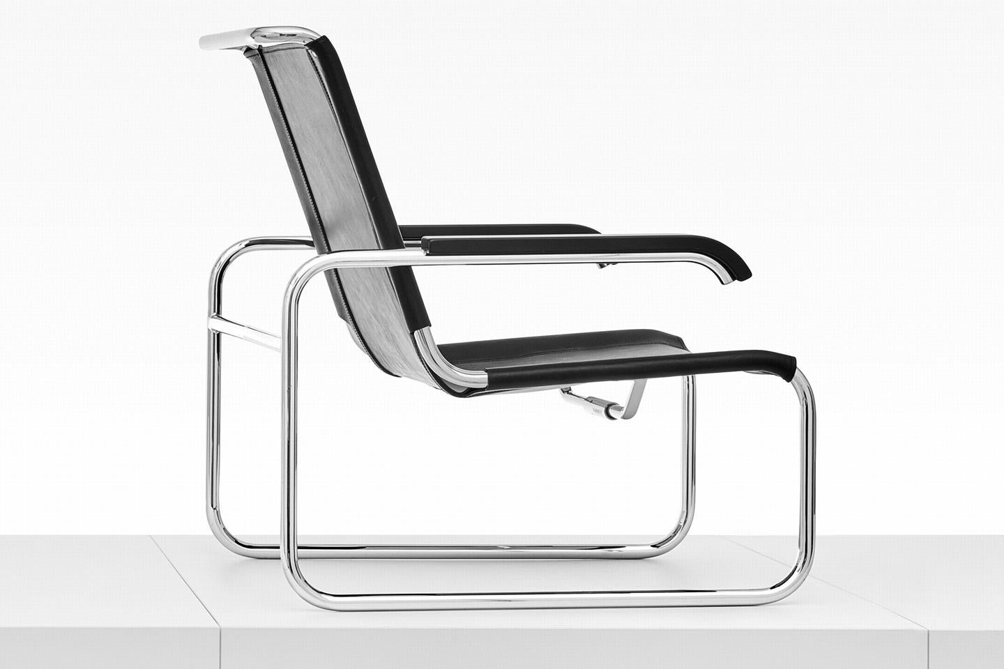 S 35 Cantilever Leather Lounge Armchair and Ottoman Designed by Marcel Breuer For Sale 11