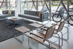 S 35 Cantilever Leather Lounge Armchair and Ottoman by Marcel Breuer