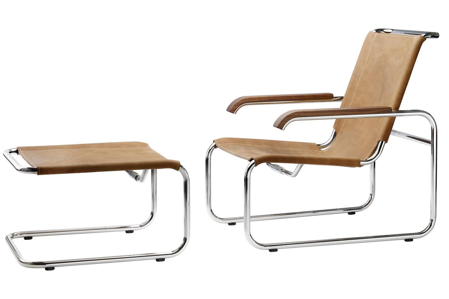 German S 35 Cantilever Leather Lounge Armchair Designed by Marcel Breuer For Sale