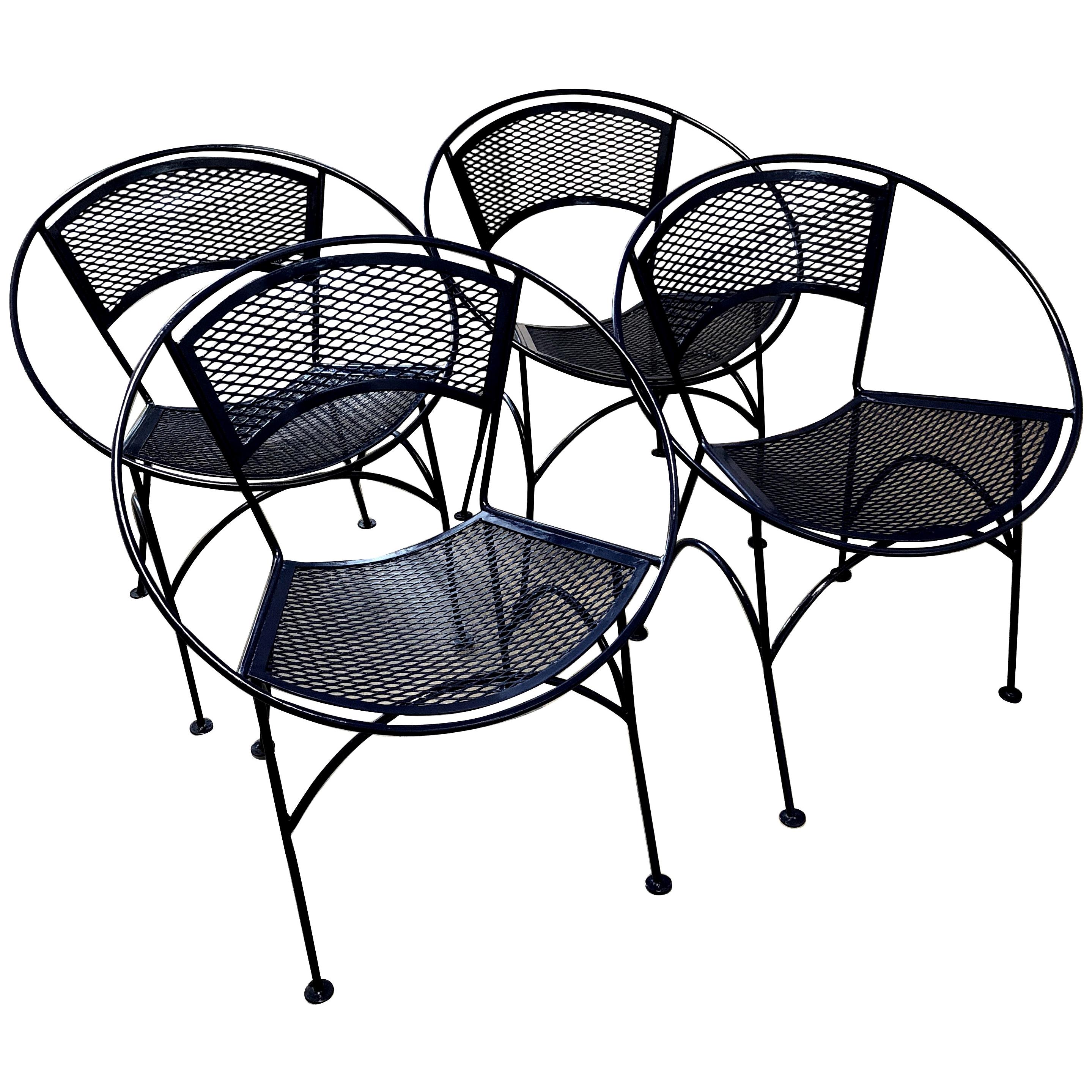 S 4 Mid Century Modern John Salterini Wrought Iron Navy Blue Radar