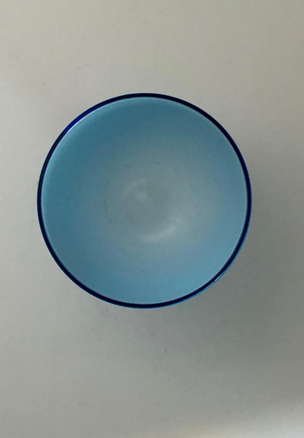 S/4 White Encased Cerulean Light Blue Carlo Moretti Stemmed Blown Glass Goblets 13