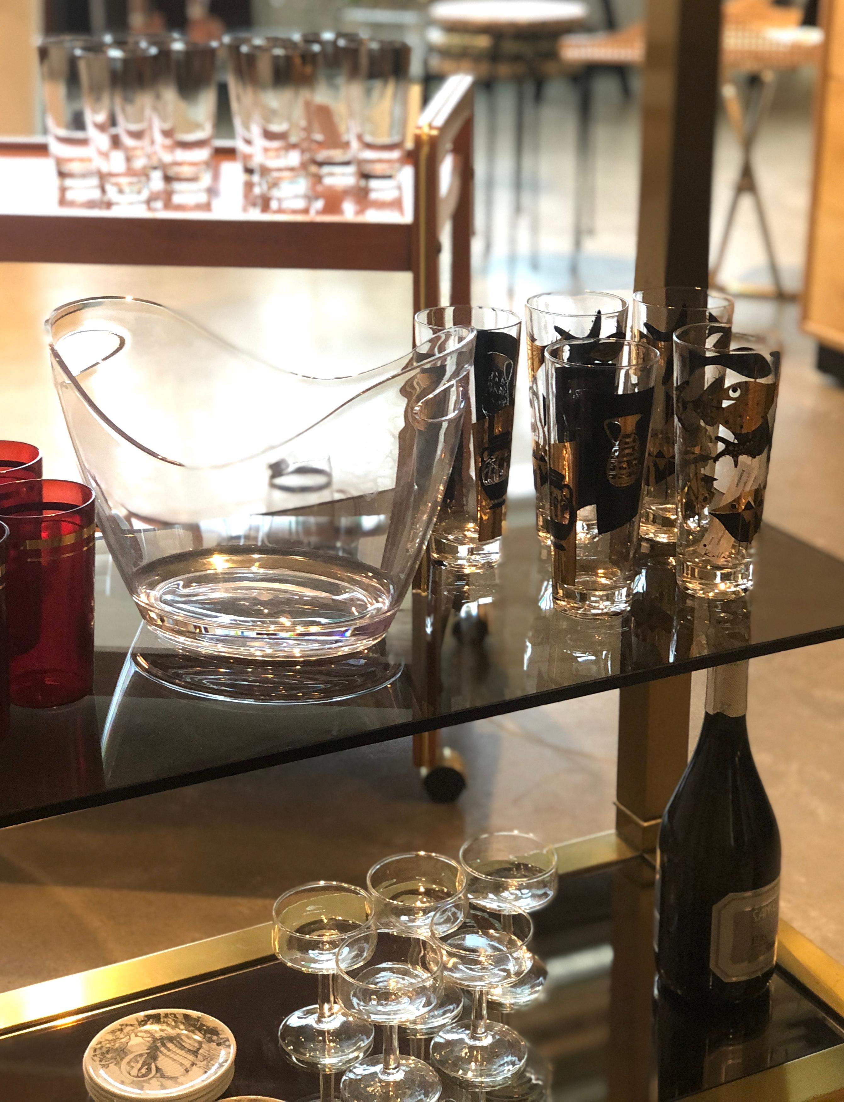 S/5 Kalla Black & Gold Accented Modern Grecian & Aquatic Themed Cocktail Glasses 13