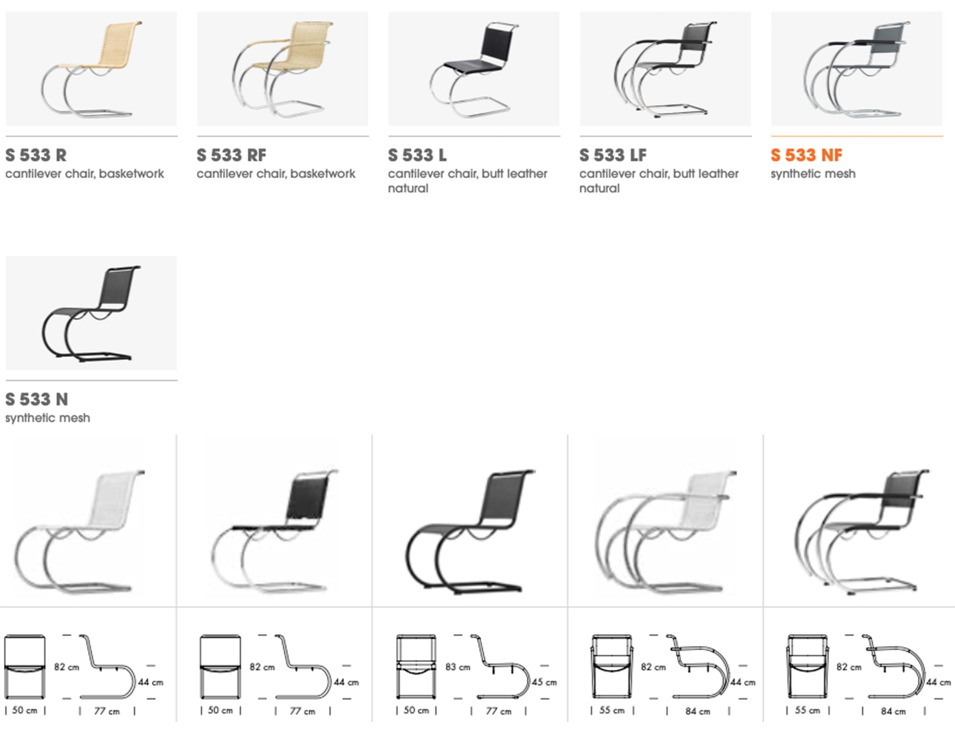 Freitragender Mesh-Stuhl S 533 All Seasons, entworfen von Ludwig Mies van der Rohe im Angebot 4