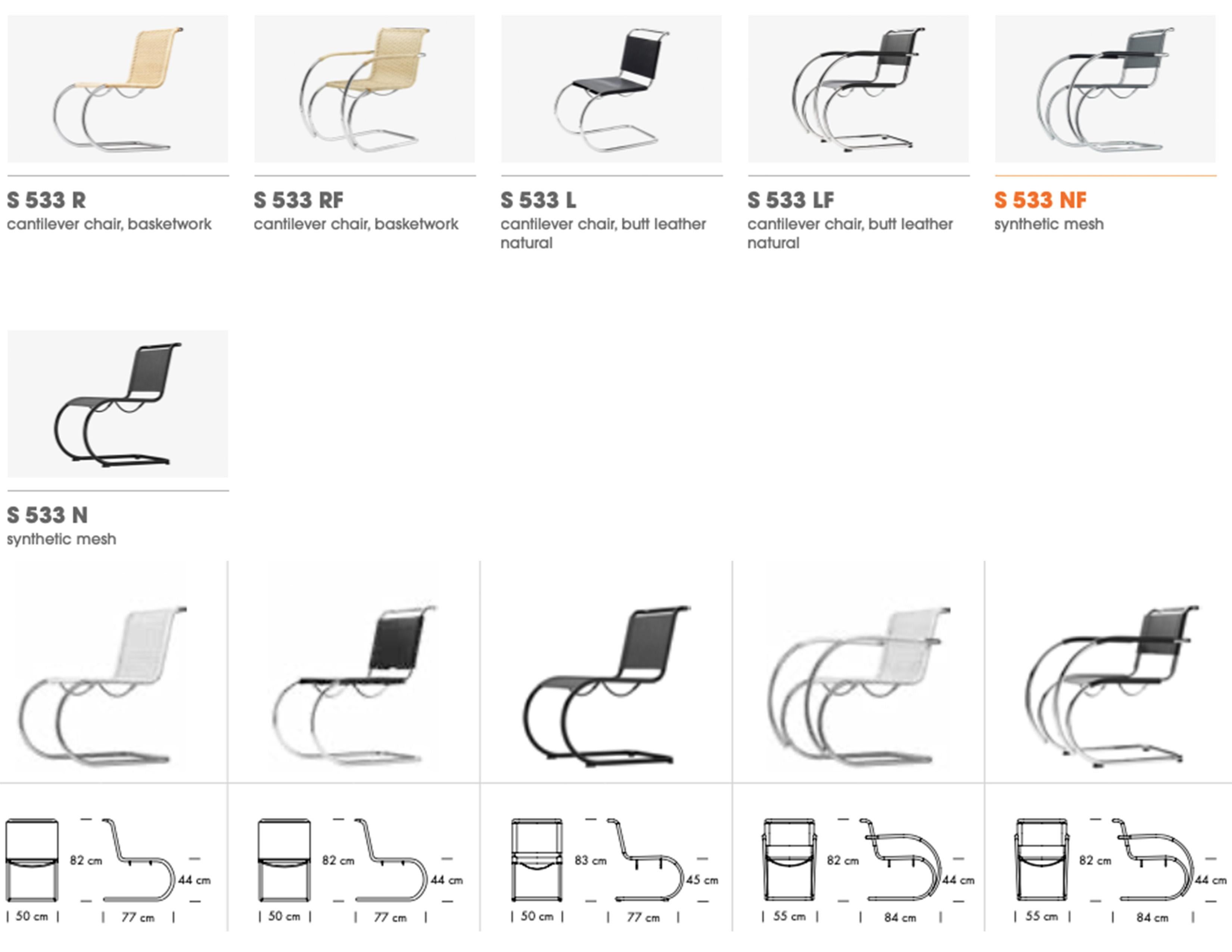 S 533 Cantilever Leather Armchair Designed by Ludwig Mies van der Rohe For Sale 7