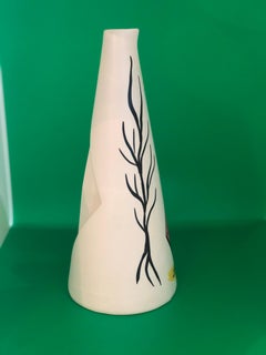 S/9 Vallauris Ivory, Yellow, Blue, Green, Red & Purple Ceramic Carafe W/ 8 Cups