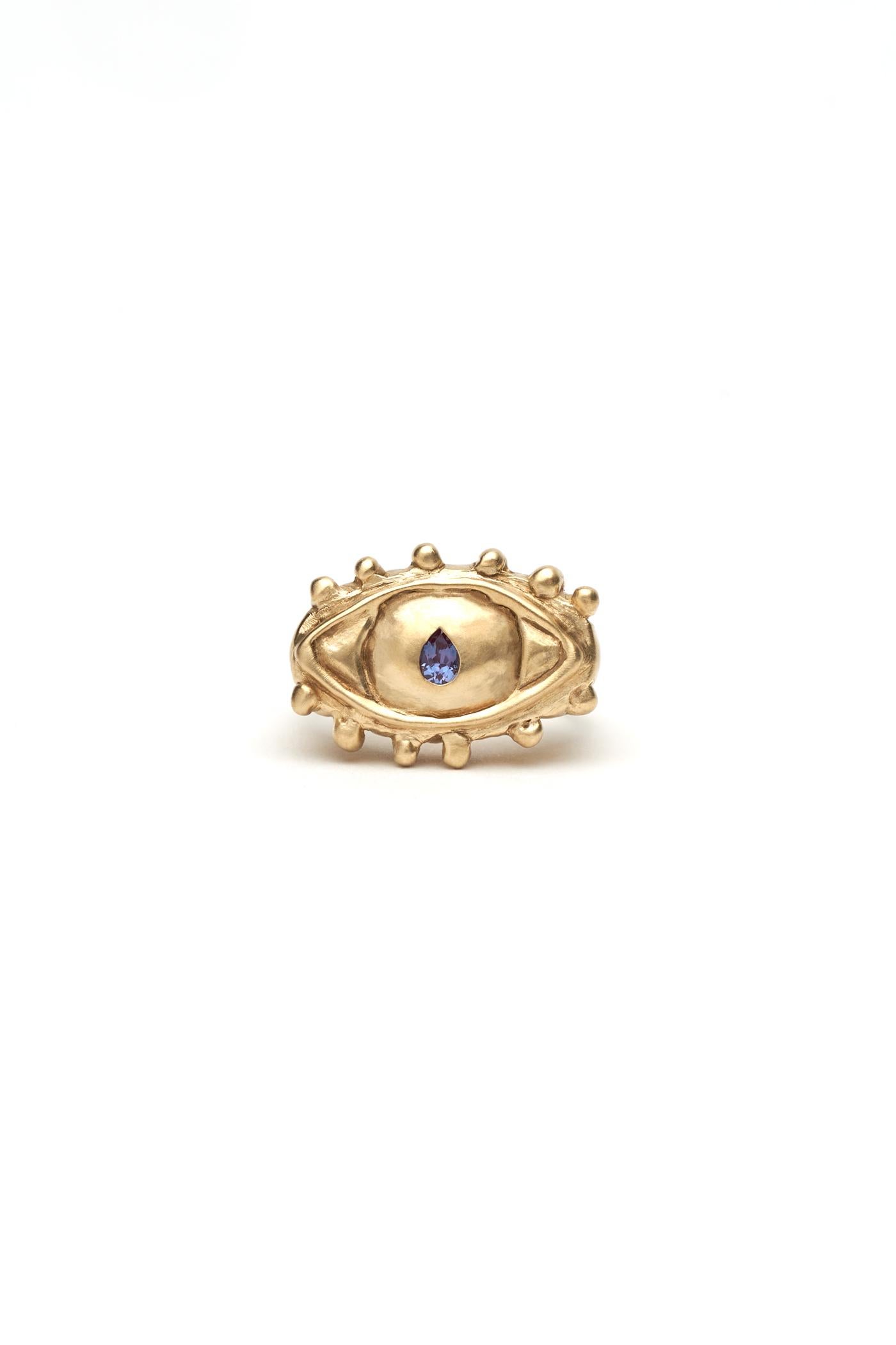 Cabochon S A D É. x Wide Awakes Mati Ring in 14 Karat Yellow or White Gold For Sale