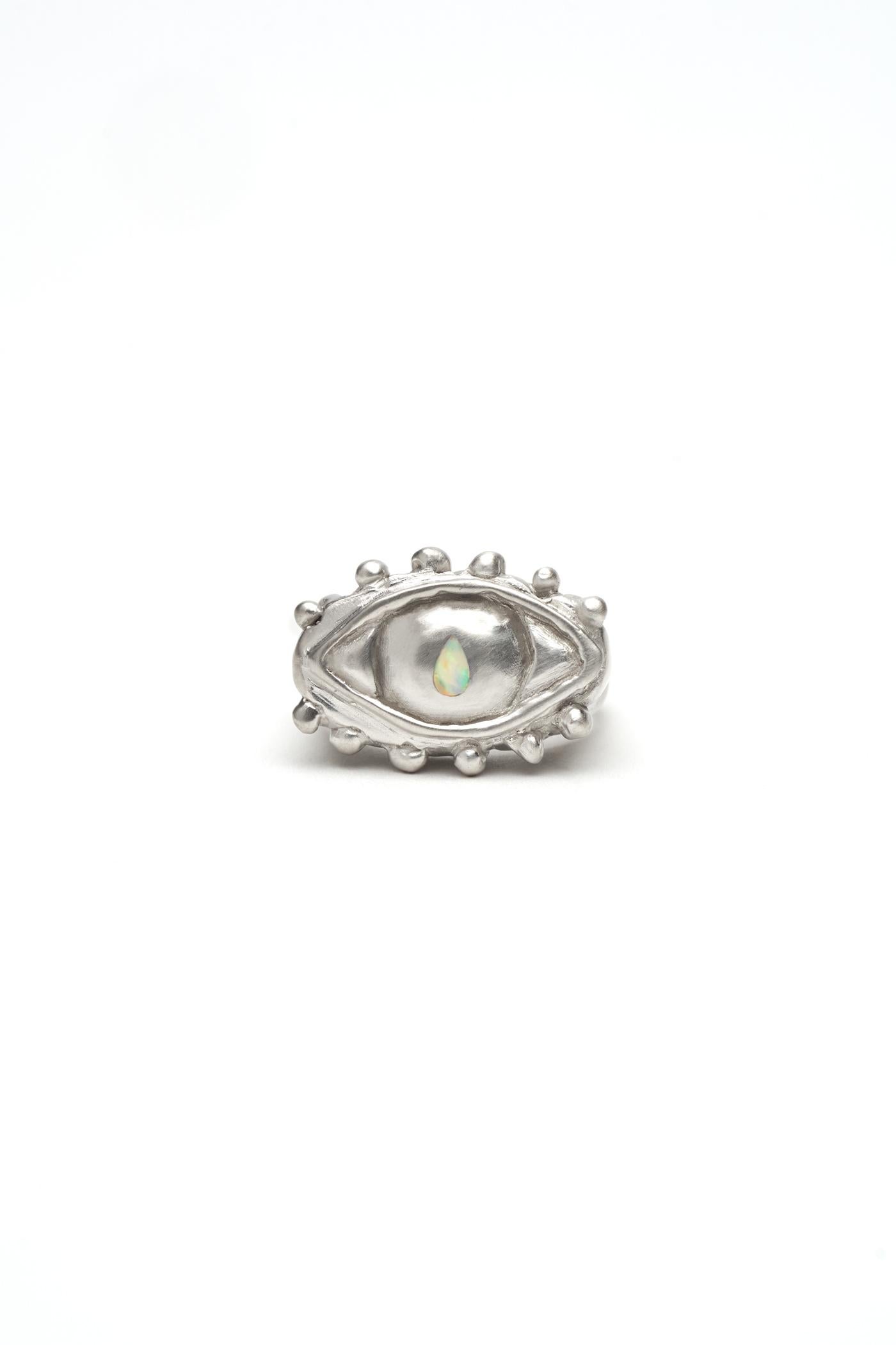 S A D É. x Wide Awakes Mati Ring in 14 Karat Yellow or White Gold For Sale 1