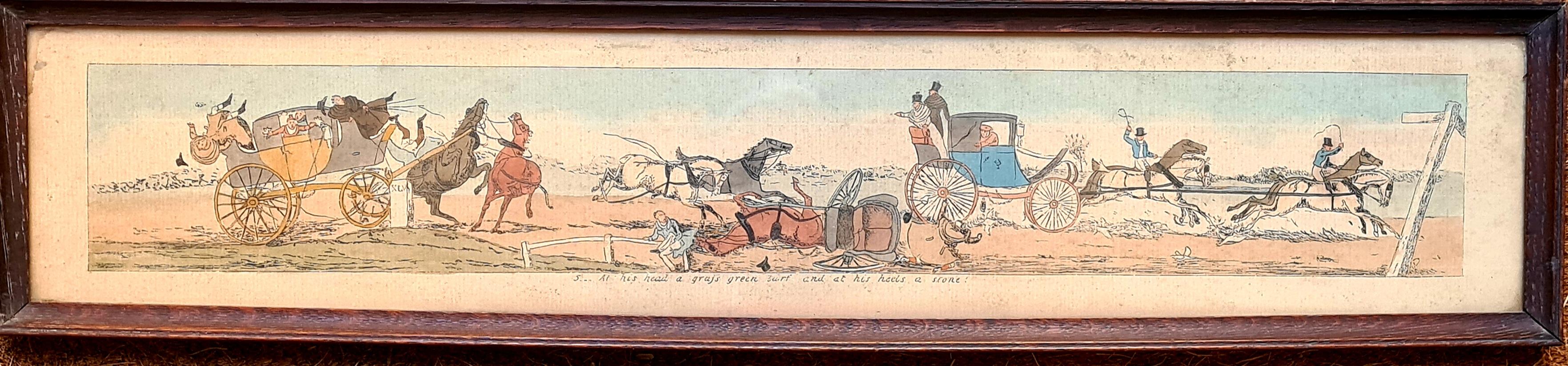 Ensemble de quatre gravures, chevaux et chariots colorées à la main du début du 19e siècle en vente 6